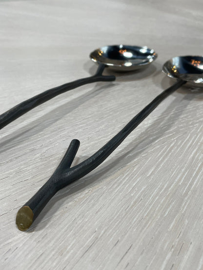 MICHAEL ARAM SERVING SPOONS METAL TWIG COLLECTION DESIGN