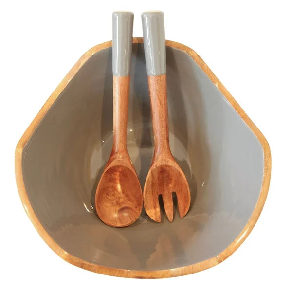 MONTAUK  BOWL SET WITH GREY ENAMEL LINING