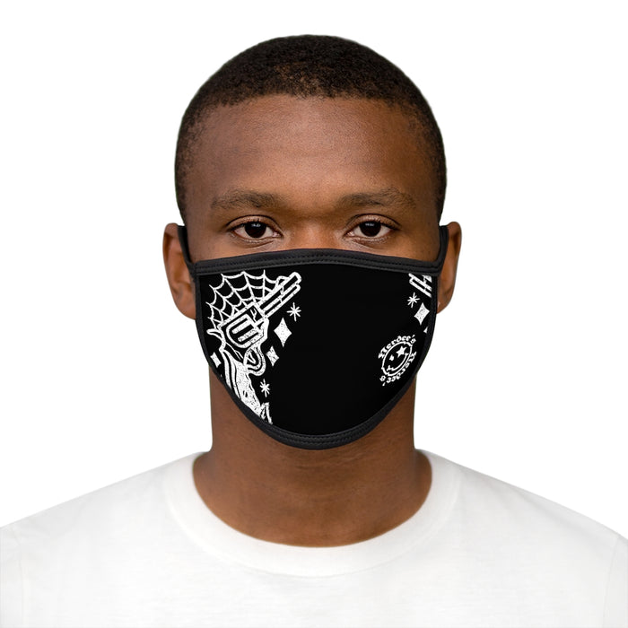 Nerdee's - "Bandit"  (WHT Design 01) - Mixed-Fabric Face Mask - Black