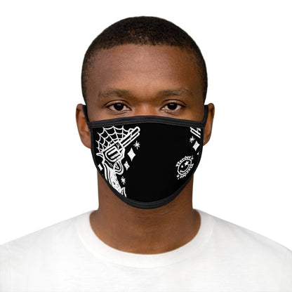 Nerdee's - "Bandit"  (WHT Design 01) - Mixed-Fabric Face Mask - Black