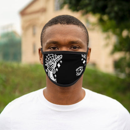 Nerdee's - "Bandit"  (WHT Design 01) - Mixed-Fabric Face Mask - Black