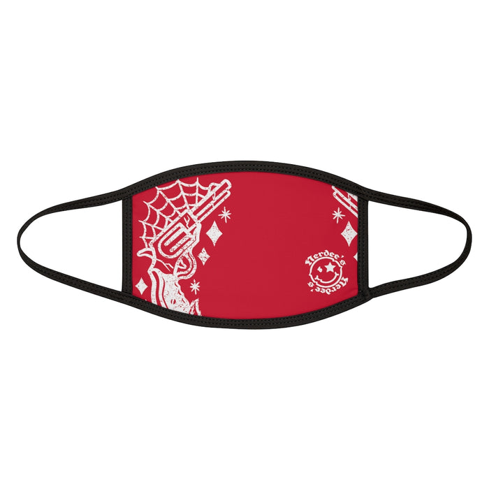 Nerdee's - "Bandit"  (WHT Design 01) - Mixed-Fabric Face Mask - Dark Red