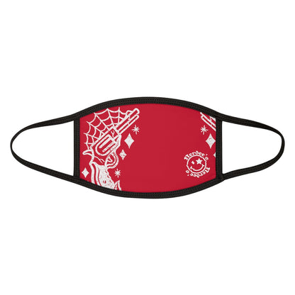 Nerdee's - "Bandit"  (WHT Design 01) - Mixed-Fabric Face Mask - Dark Red