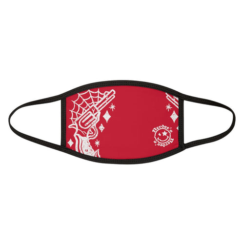 Nerdee's - "Bandit"  (WHT Design 01) - Mixed-Fabric Face Mask - Dark Red