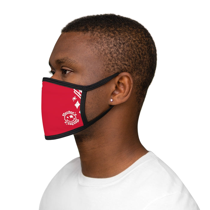 Nerdee's - "Bandit"  (WHT Design 01) - Mixed-Fabric Face Mask - Dark Red