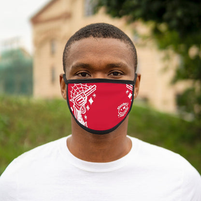 Nerdee's - "Bandit"  (WHT Design 01) - Mixed-Fabric Face Mask - Dark Red