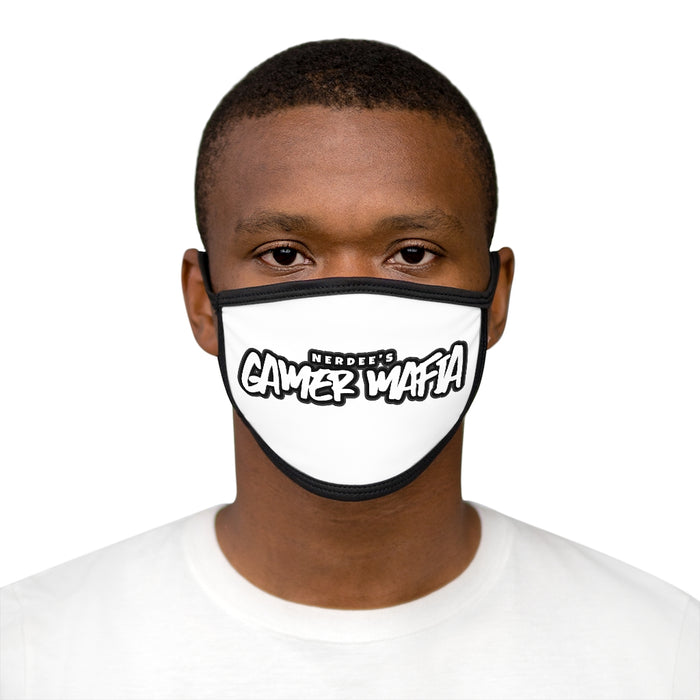 Nerdee's - Mixed-Fabric Face Mask - "Gamer Mafia" Logo (Design 01) - White