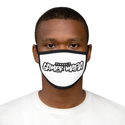 Nerdee's - Mixed-Fabric Face Mask - "Gamer Mafia" Logo (Design 01) - White