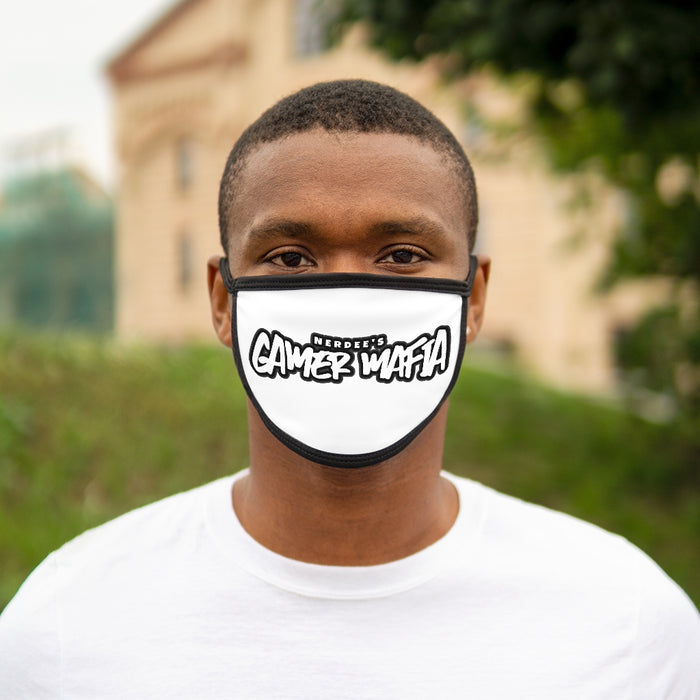Nerdee's - Mixed-Fabric Face Mask - "Gamer Mafia" Logo (Design 01) - White