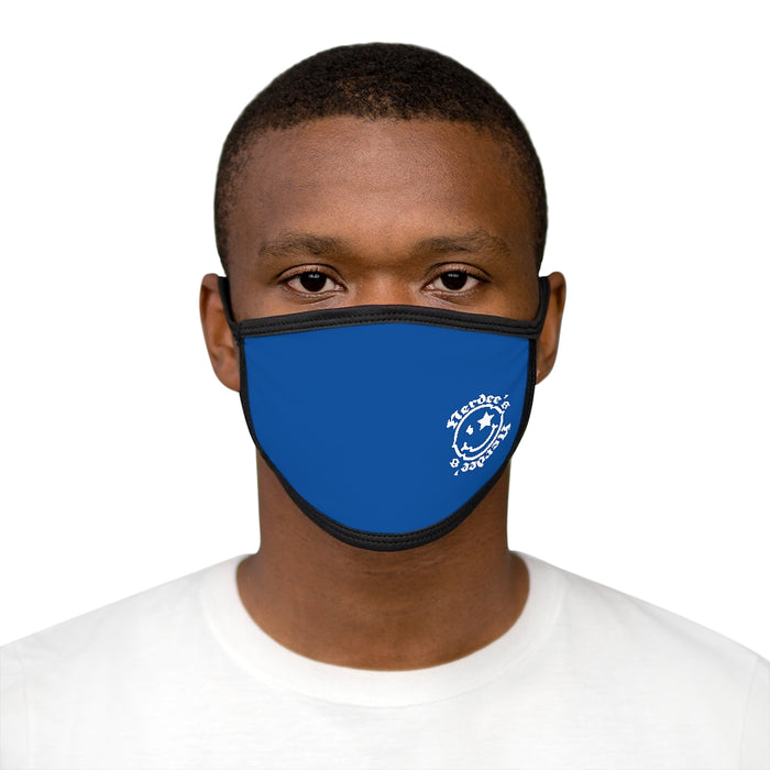 Nerdee's - OE "Mr. Smiley" Logo (WHT Design 01) - Mixed-Fabric Face Mask - Blue