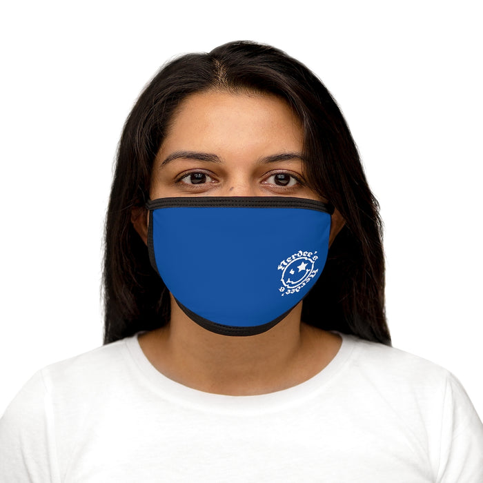 Nerdee's - OE "Mr. Smiley" Logo (WHT Design 01) - Mixed-Fabric Face Mask - Blue