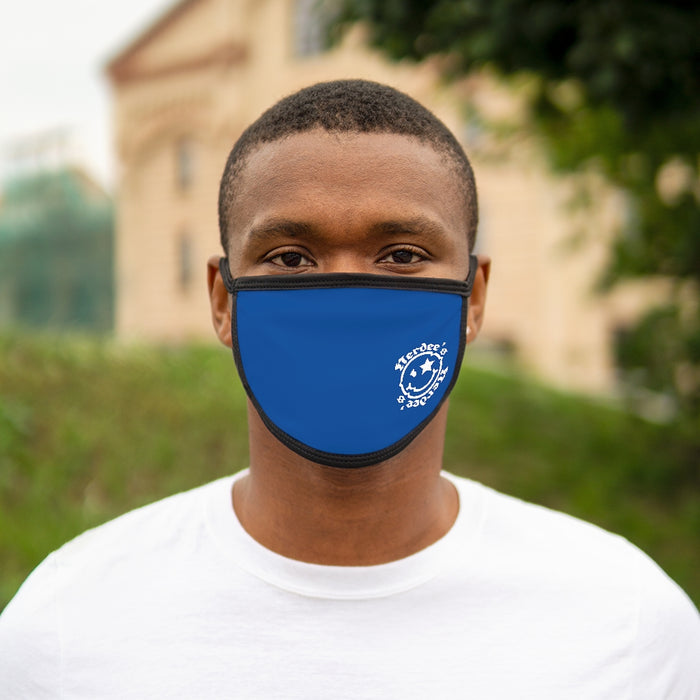 Nerdee's - OE "Mr. Smiley" Logo (WHT Design 01) - Mixed-Fabric Face Mask - Blue