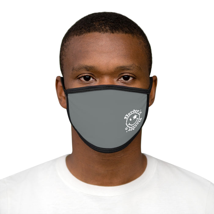 Nerdee's - OE "Mr. Smiley" Logo (WHT Design 01) - Mixed-Fabric Face Mask - Dark Gray