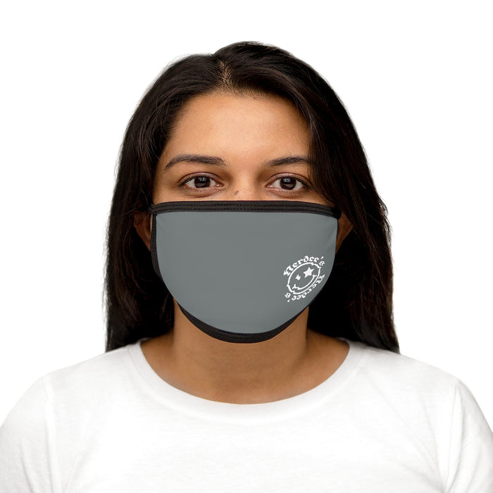 Nerdee's - OE "Mr. Smiley" Logo (WHT Design 01) - Mixed-Fabric Face Mask - Dark Gray