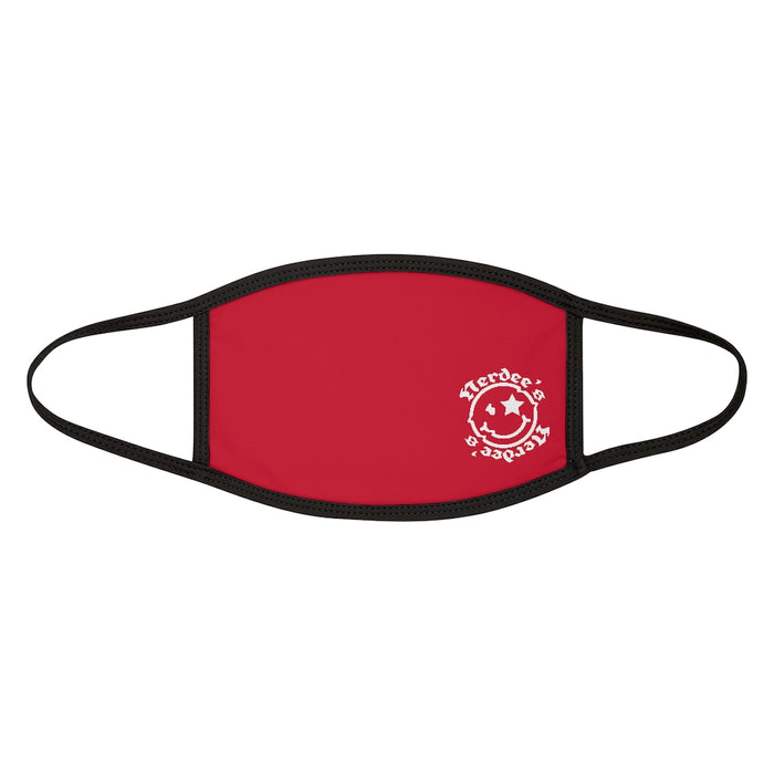 Nerdee's - OE "Mr. Smiley" Logo (WHT Design 01) - Mixed-Fabric Face Mask - Dark Red