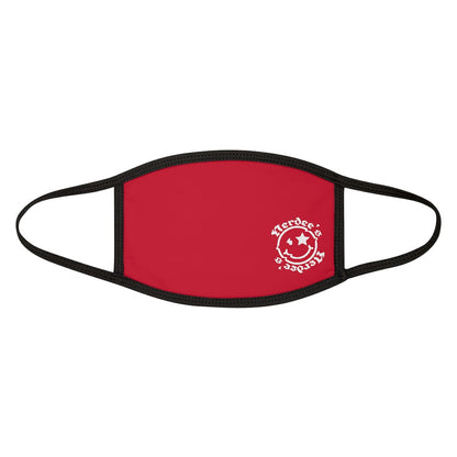 Nerdee's - OE "Mr. Smiley" Logo (WHT Design 01) - Mixed-Fabric Face Mask - Dark Red