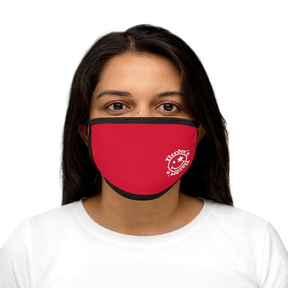 Nerdee's - OE "Mr. Smiley" Logo (WHT Design 01) - Mixed-Fabric Face Mask - Dark Red