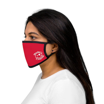 Nerdee's - OE "Mr. Smiley" Logo (WHT Design 01) - Mixed-Fabric Face Mask - Dark Red