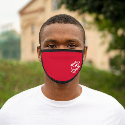 Nerdee's - OE "Mr. Smiley" Logo (WHT Design 01) - Mixed-Fabric Face Mask - Dark Red