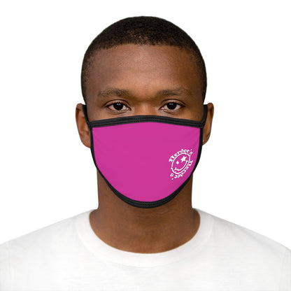Nerdee's - OE "Mr. Smiley" Logo (WHT Design 01) - Mixed-Fabric Face Mask - Hot Pink