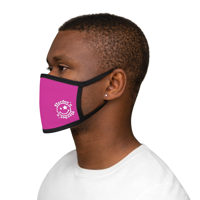 Nerdee's - OE "Mr. Smiley" Logo (WHT Design 01) - Mixed-Fabric Face Mask - Hot Pink