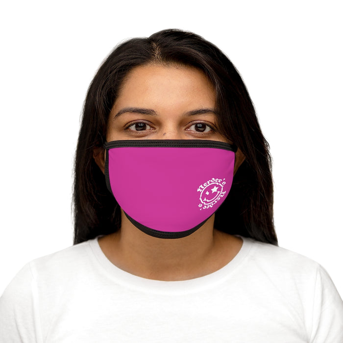 Nerdee's - OE "Mr. Smiley" Logo (WHT Design 01) - Mixed-Fabric Face Mask - Hot Pink