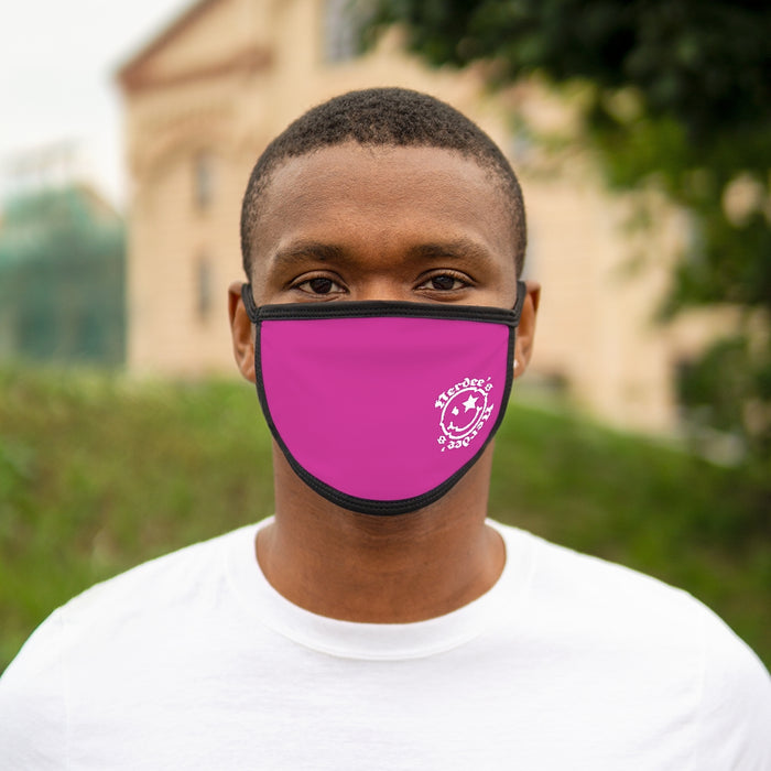 Nerdee's - OE "Mr. Smiley" Logo (WHT Design 01) - Mixed-Fabric Face Mask - Hot Pink