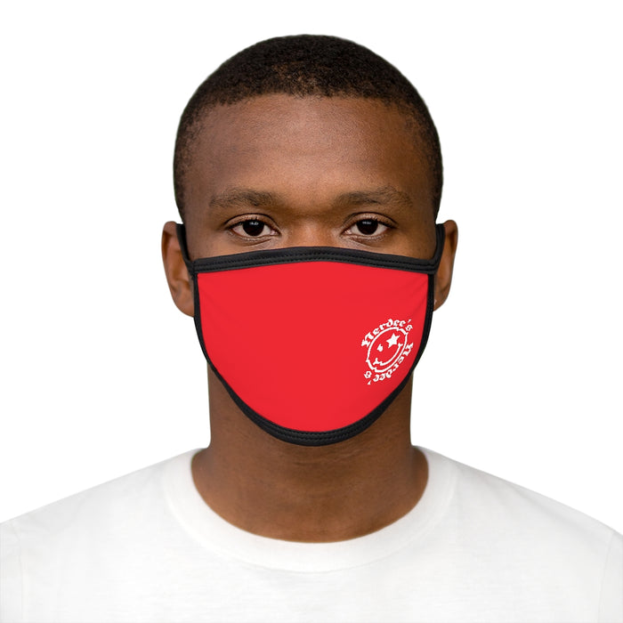 Nerdee's - OE "Mr. Smiley" Logo (WHT Design 01) - Mixed-Fabric Face Mask - Red