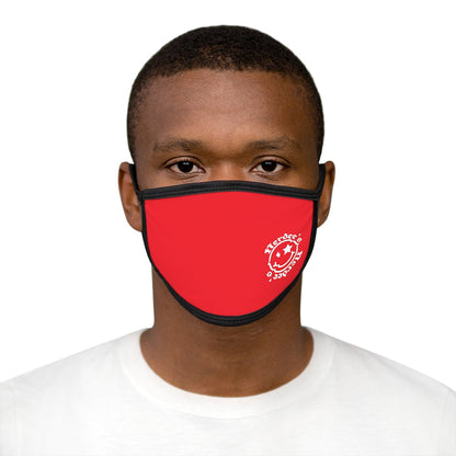 Nerdee's - OE "Mr. Smiley" Logo (WHT Design 01) - Mixed-Fabric Face Mask - Red