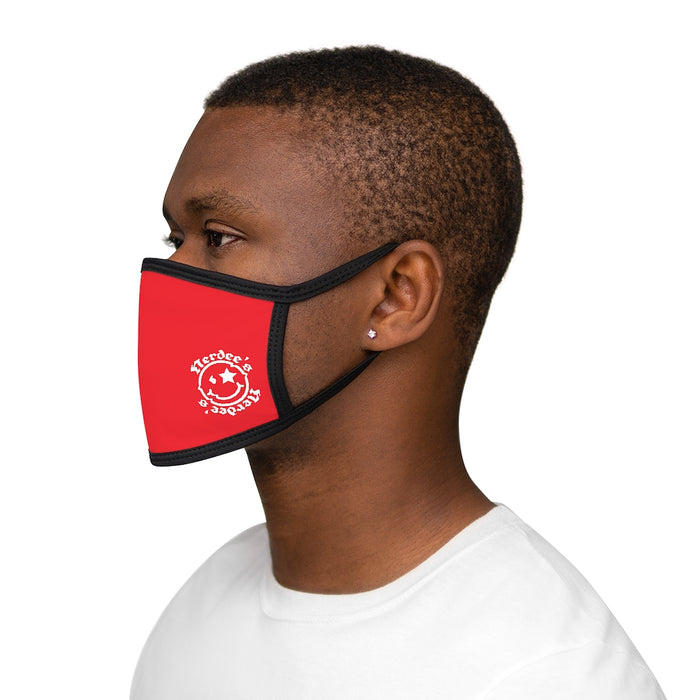 Nerdee's - OE "Mr. Smiley" Logo (WHT Design 01) - Mixed-Fabric Face Mask - Red