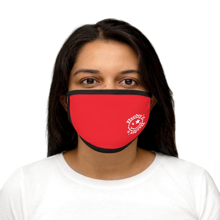Nerdee's - OE "Mr. Smiley" Logo (WHT Design 01) - Mixed-Fabric Face Mask - Red