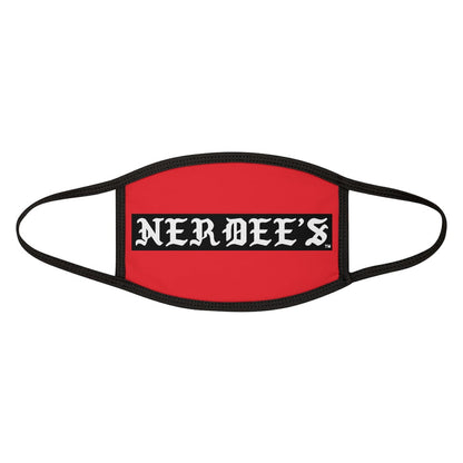 Nerdee's -  Old English Black Banner - (WHT Design 01) - Mixed-Fabric Face Mask (Adult Large Fit) - Red