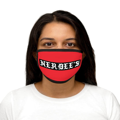 Nerdee's -  Old English Black Banner - (WHT Design 01) - Mixed-Fabric Face Mask (Adult Large Fit) - Red