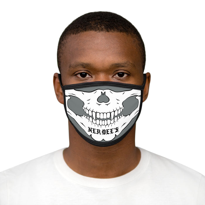 Nerdee's - "Skull Face" (WHT Design 02) - Mixed-Fabric Face Mask (Adult Large Fit) - Dark Gray
