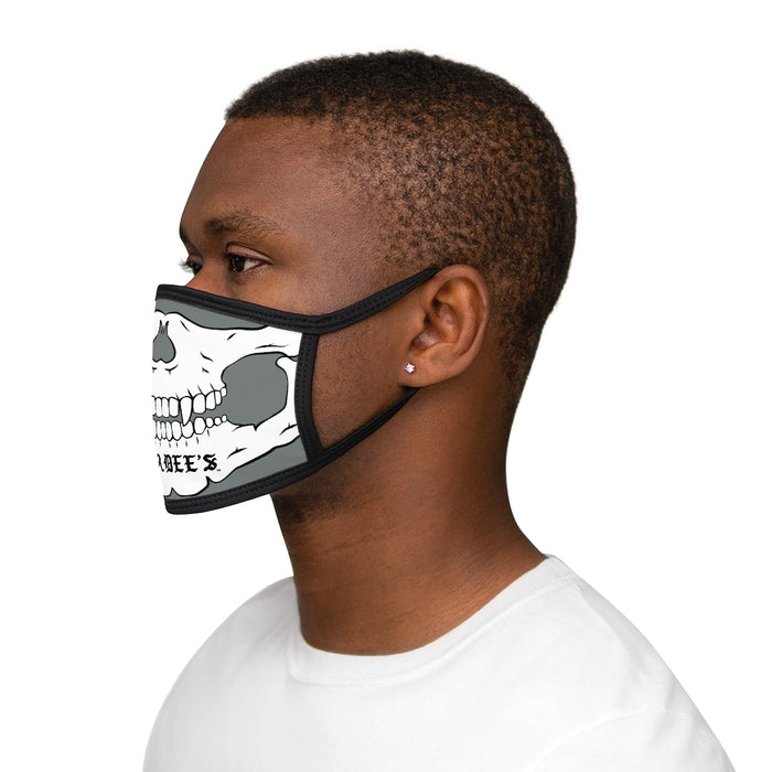 Nerdee's - "Skull Face" (WHT Design 02) - Mixed-Fabric Face Mask (Adult Large Fit) - Dark Gray