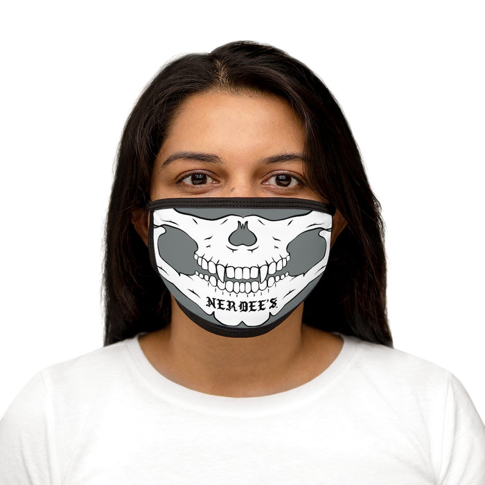 Nerdee's - "Skull Face" (WHT Design 02) - Mixed-Fabric Face Mask (Adult Large Fit) - Dark Gray