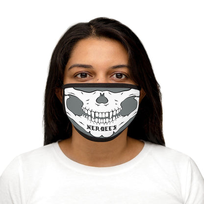 Nerdee's - "Skull Face" (WHT Design 02) - Mixed-Fabric Face Mask (Adult Large Fit) - Dark Gray
