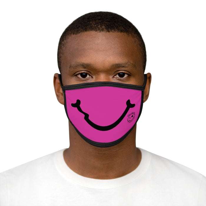 Nerdee's - "Smiley Face" with Logo (BLK Design 01) - Mixed-Fabric Face Mask - Hot Pink