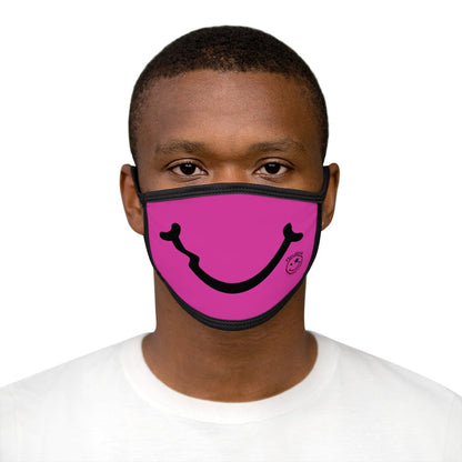Nerdee's - "Smiley Face" with Logo (BLK Design 01) - Mixed-Fabric Face Mask - Hot Pink