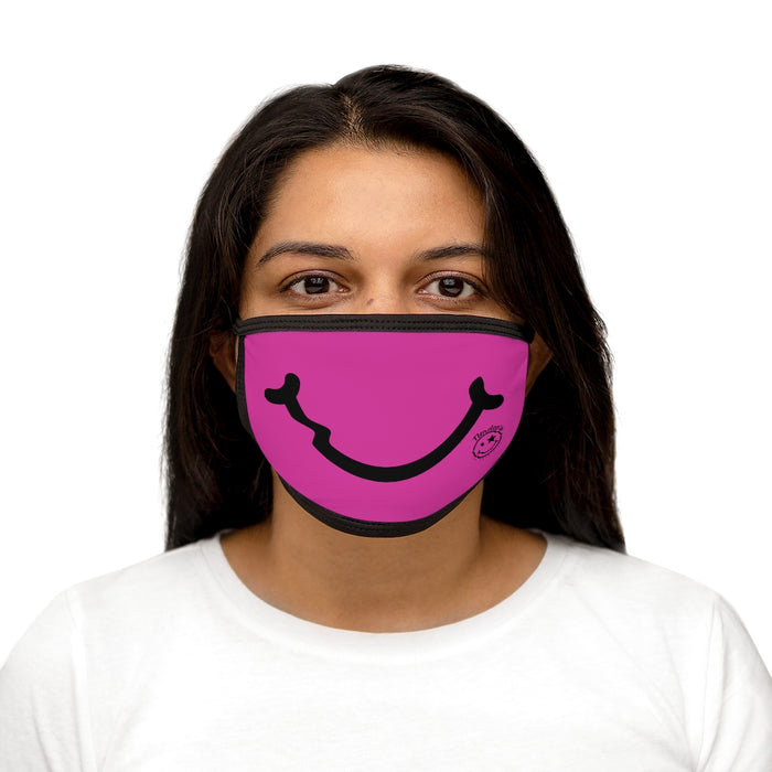 Nerdee's - "Smiley Face" with Logo (BLK Design 01) - Mixed-Fabric Face Mask - Hot Pink