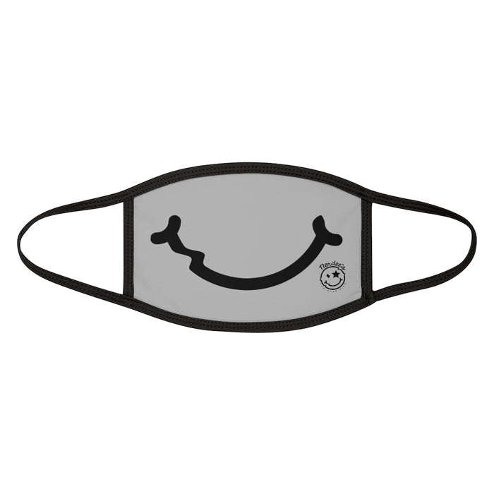 Nerdee's - "Smiley Face" with Logo (BLK Design 01) - Mixed-Fabric Face Mask - Light Gray