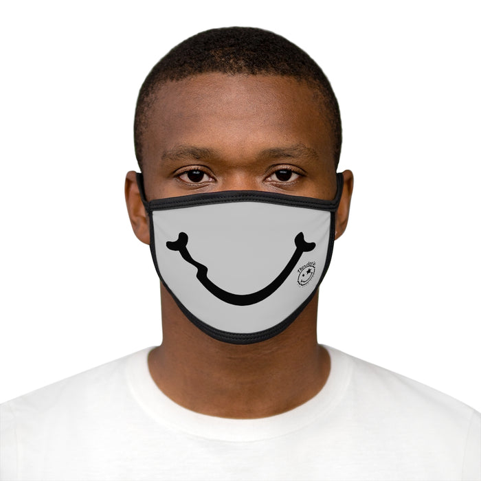 Nerdee's - "Smiley Face" with Logo (BLK Design 01) - Mixed-Fabric Face Mask - Light Gray