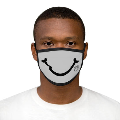 Nerdee's - "Smiley Face" with Logo (BLK Design 01) - Mixed-Fabric Face Mask - Light Gray