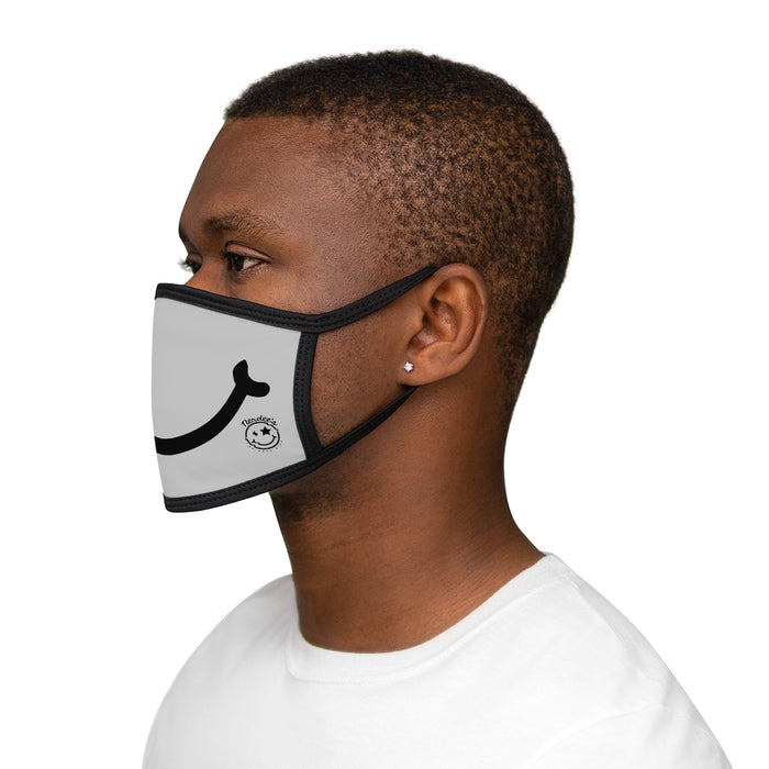 Nerdee's - "Smiley Face" with Logo (BLK Design 01) - Mixed-Fabric Face Mask - Light Gray