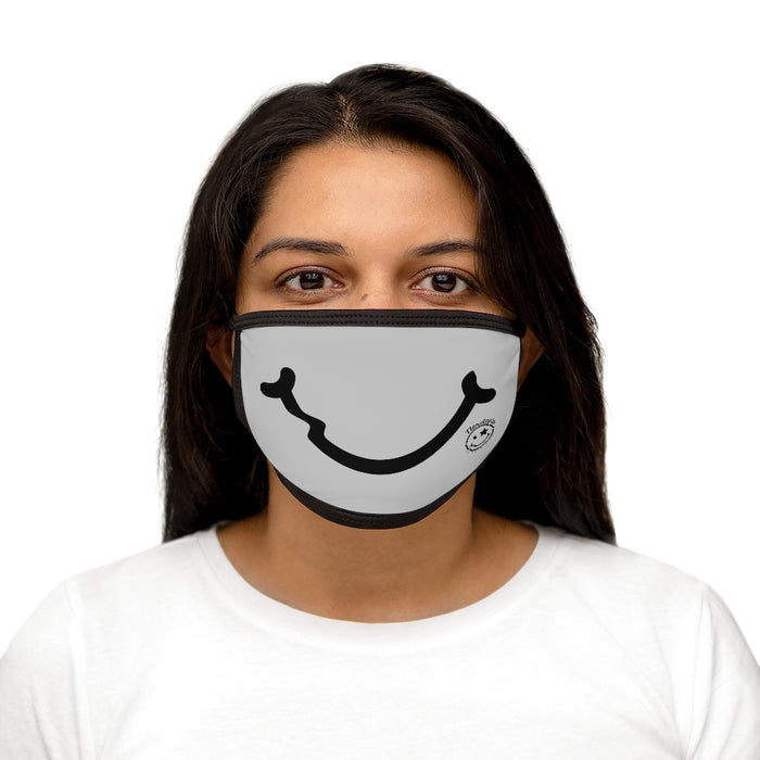 Nerdee's - "Smiley Face" with Logo (BLK Design 01) - Mixed-Fabric Face Mask - Light Gray