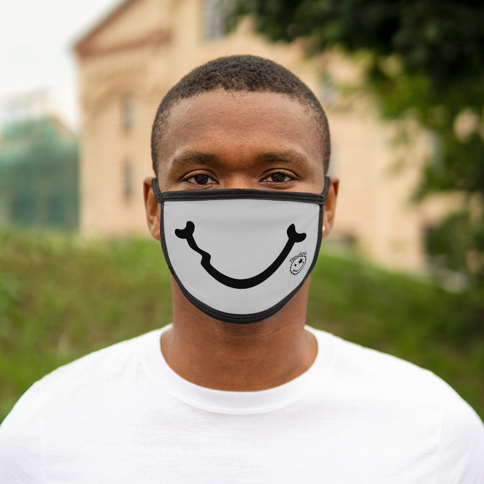 Nerdee's - "Smiley Face" with Logo (BLK Design 01) - Mixed-Fabric Face Mask - Light Gray