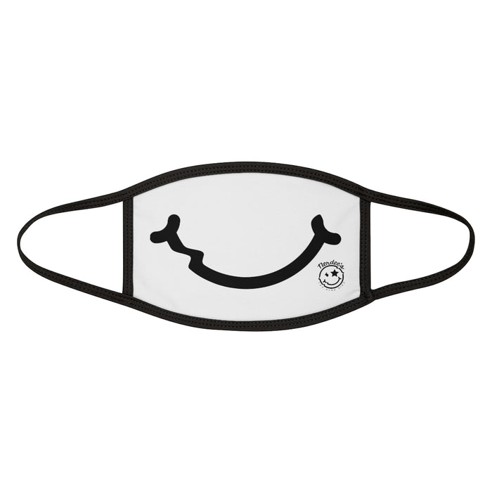 Nerdee's - "Smiley Face" with Logo (BLK Design 01) - Mixed-Fabric Face Mask - White