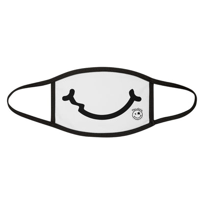 Nerdee's - "Smiley Face" with Logo (BLK Design 01) - Mixed-Fabric Face Mask - White