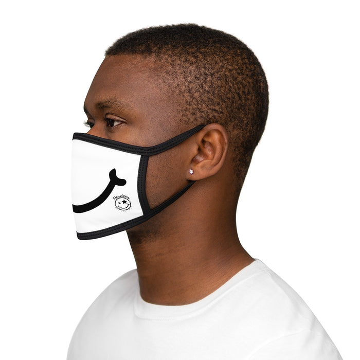 Nerdee's - "Smiley Face" with Logo (BLK Design 01) - Mixed-Fabric Face Mask - White