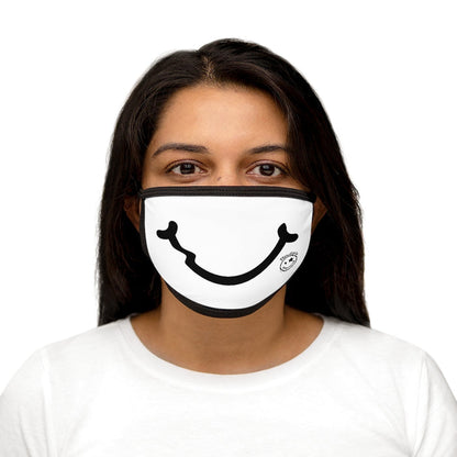 Nerdee's - "Smiley Face" with Logo (BLK Design 01) - Mixed-Fabric Face Mask - White